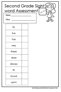 second grade sight words assessment