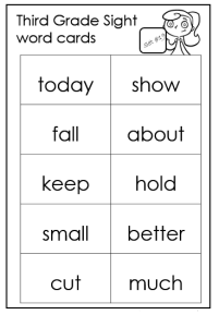 Third Grade Sight Words Flash Cards