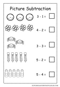 Basic Picture Subtraction Worksheet free printable