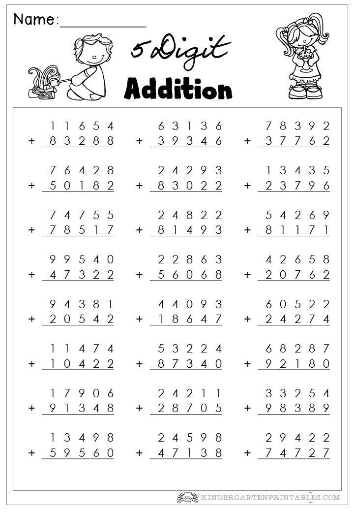 Adding And Subtracting 5 Digit Numbers Worksheets