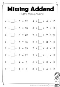 Find the Missing Addend 3 digits worksheet