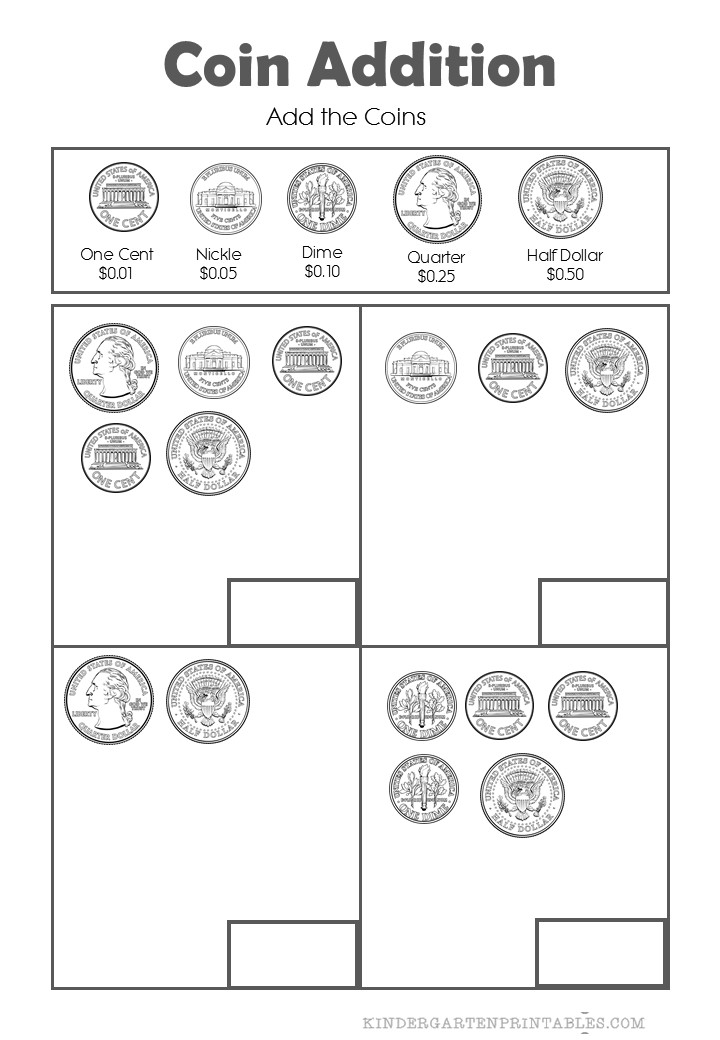 add coins up to half a dollar worksheets