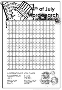 4th of July Word search puzzle for kids