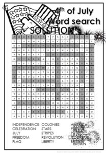 4th of July Word search puzzle for kids