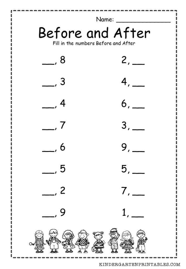 Before and After numbers worksheet